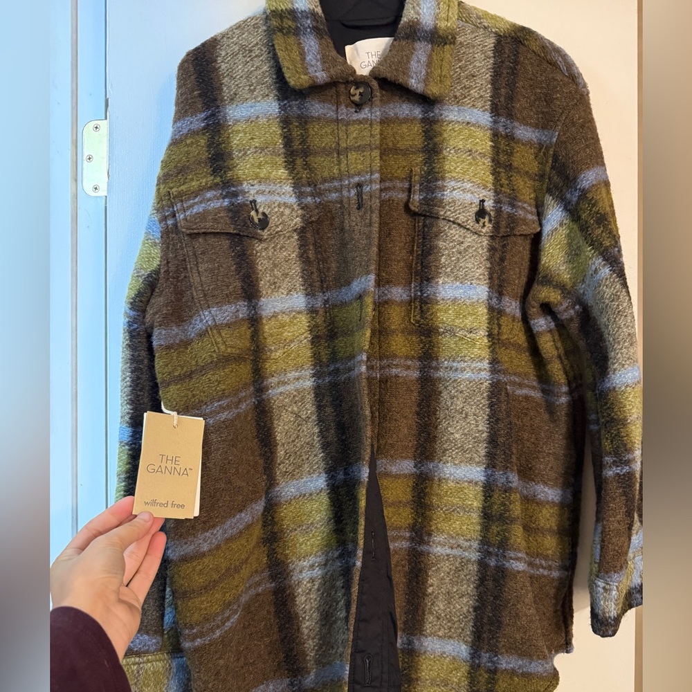 Wilfred Ganna Jacket in Rustic Brown and Mint